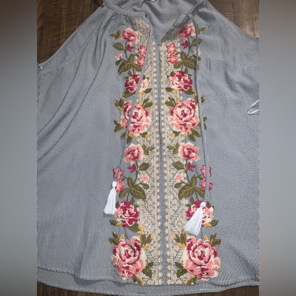 Savanna Jane 3X tassel embroidered boho top nwot $58 boho embroidered spring - Picture 3 of 5